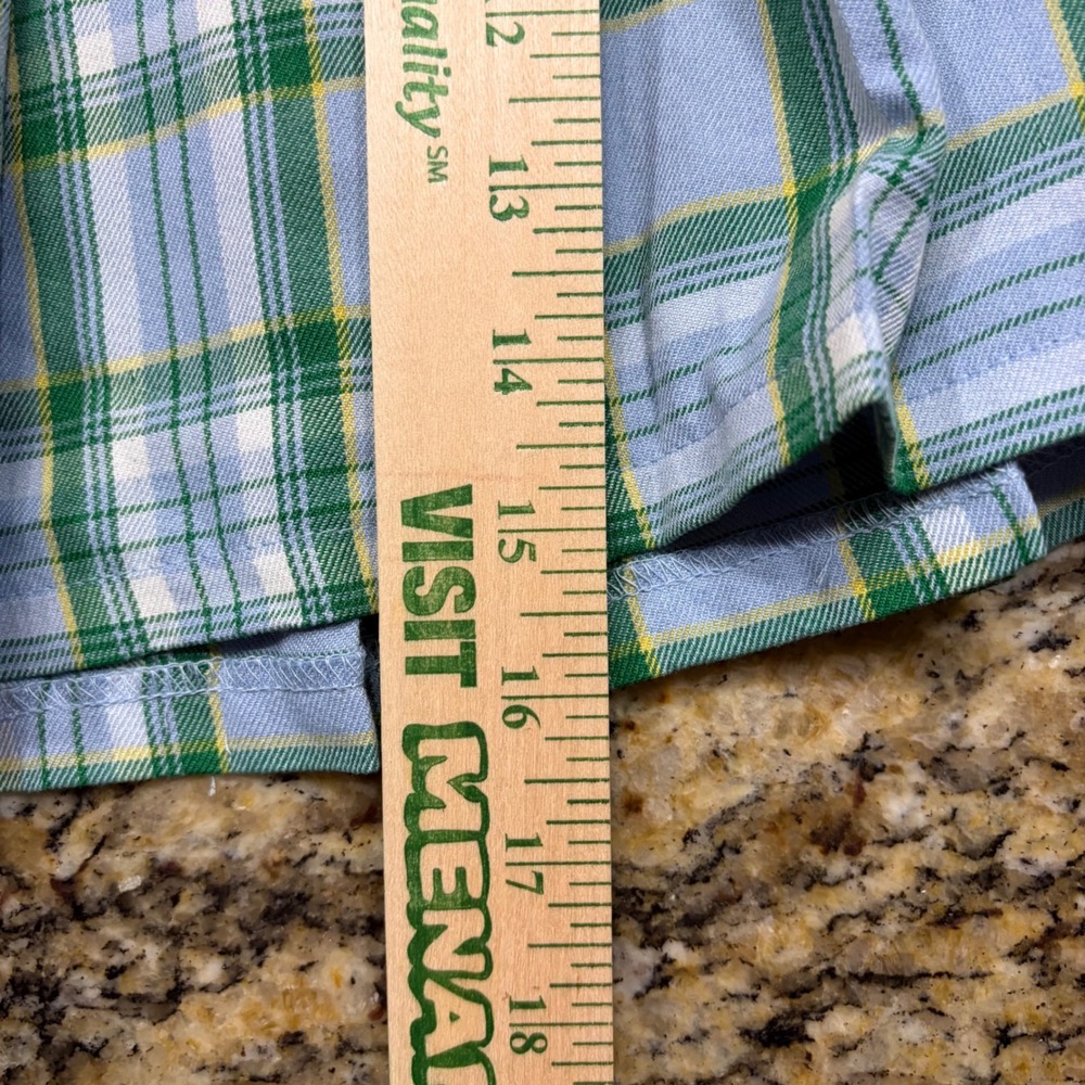 Aerie Blue Green Plaid Pleated Mini Skirt Medium Preppy Schoolgirl Elastic Waist - Picture 5 of 5